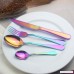 4 Pcs Colorful Rainbow Stainless Steel Flatware Set Including Steak Fork Spoons Knife Tableware - B075NY75K8